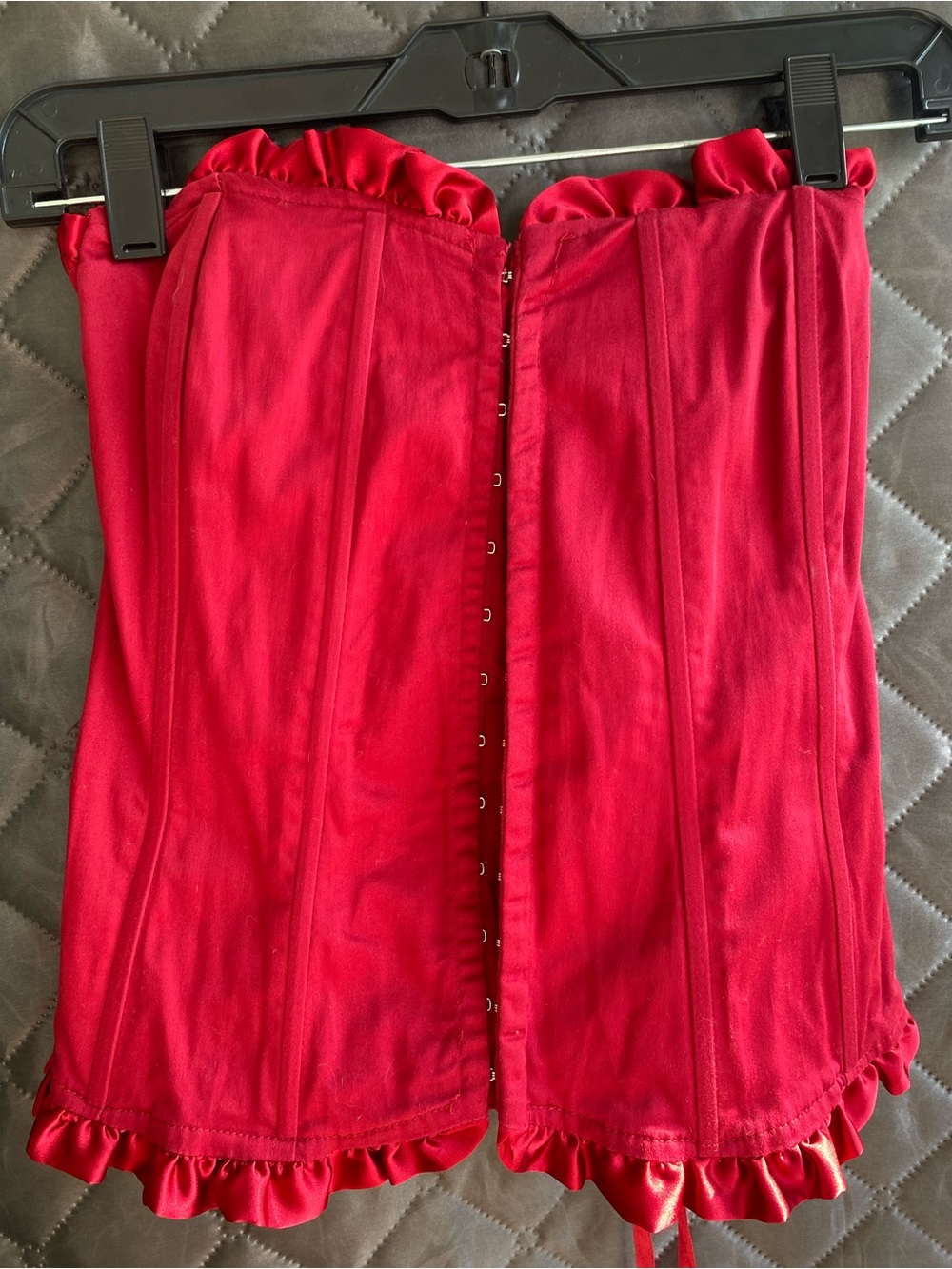 Vintage Seductions Y2K Red Ruffle Strapless Boned Corset Bustier Top small